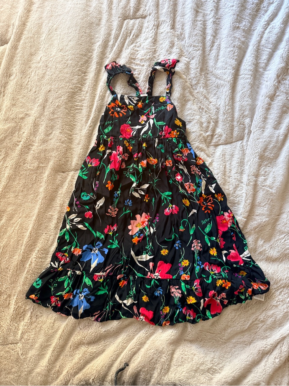 Cat & Jack Black Floral Ruffle-Hem Sundress